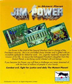 Jim Power in Mutant Planet - Box - Back Image