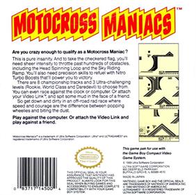 Motocross Maniacs - Box - Back Image