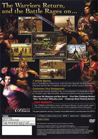 Dynasty Warriors 3: Xtreme Legends - Box - Back Image