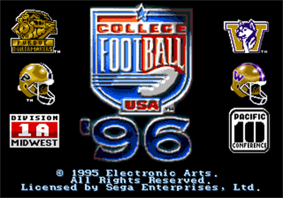 College Football USA 96 - Screenshot - Game Title Image