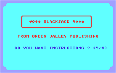Blackjack (Green Valley Publishing) - Screenshot - Game Title Image