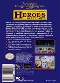 Advanced Dungeons & Dragons: Heroes of the Lance - Box - Back Image