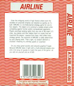 Airline (Adventure International) - Box - Back Image