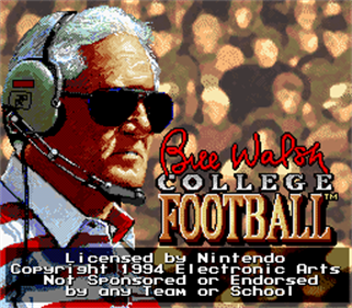 Bill Walsh College Football - Screenshot - Game Title Image