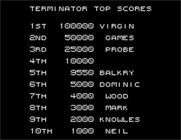 The Terminator - Screenshot - High Scores Image