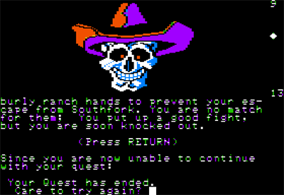 The Dallas Quest - Screenshot - Game Over Image