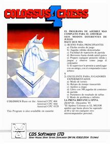 Colossus Chess 4 - Box - Back Image