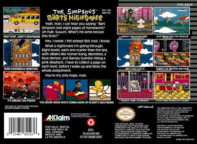 The Simpsons: Bart's Nightmare - Box - Back Image
