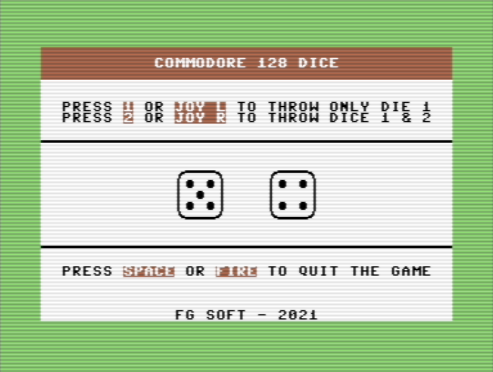 Commodore 128 Dice