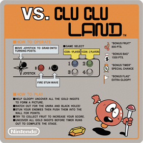 Vs. Clu Clu Land - Arcade - Controls Information Image