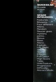 Space Intruders - Box - Back Image