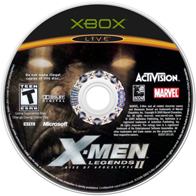 X-Men Legends II: Rise of Apocalypse - Disc Image