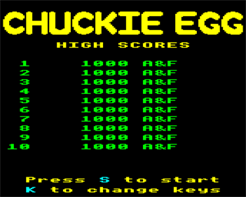 Chuckie Egg - Screenshot - High Scores Image
