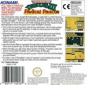 Teenage Mutant Ninja Turtles III: Radical Rescue - Box - Back Image