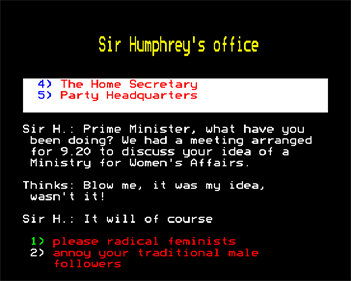 Yes Prime Minister: The Computer Game - Screenshot - Gameplay Image