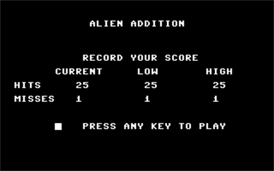 Alien Addition - Screenshot - High Scores Image