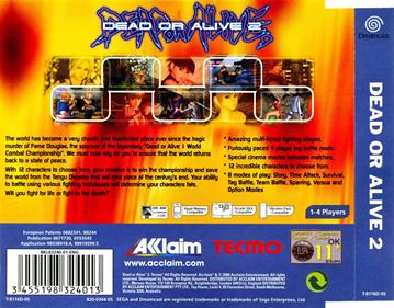 Dead or Alive 2 - Box - Back Image