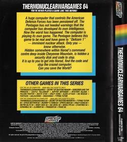 Nuclearwar Games - Box - Back Image