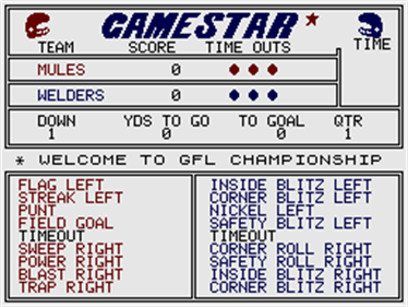 GFL Championship Football - Screenshot - Game Select Image
