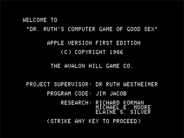Dr. Ruth's Computer Game of Good Sex - Screenshot - Game Title Image