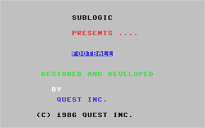 Football (Sublogic) - Screenshot - Game Title Image