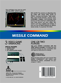 Missile Command - Box - Back Image