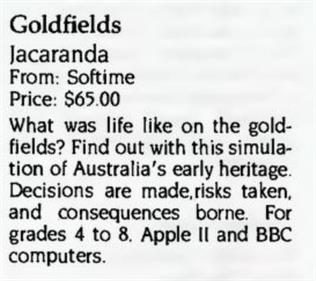 Goldfields - Advertisement Flyer - Front Image