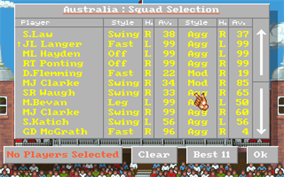 Allan Border's Cricket - Screenshot - Game Select Image