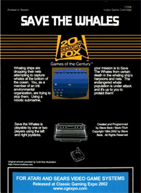 Save the Whales - Box - Back Image