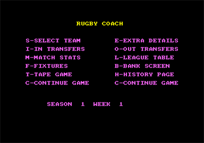 Rugby Coach - Screenshot - Game Select Image