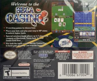 Sega Casino - Box - Back Image