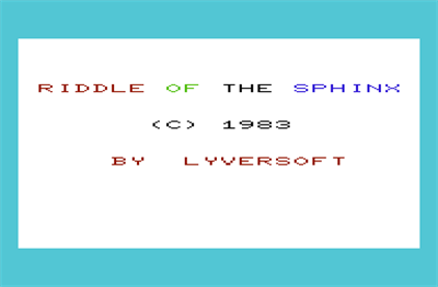Riddle of the Sphinx - Screenshot - Game Title Image