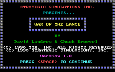 War of the Lance - Screenshot - Game Title Image