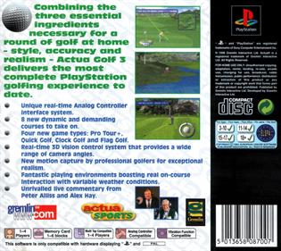 Actua Golf 3 - Box - Back Image