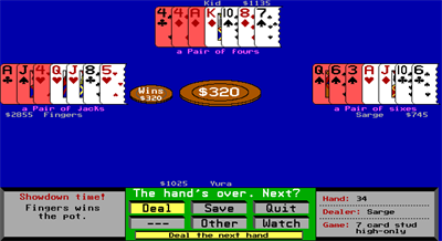 Amarillo Slim's 7 Card Stud - Screenshot - Gameplay Image