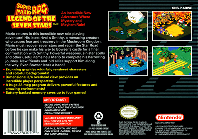 Super Mario RPG: Legend of the Seven Stars - Box - Back Image