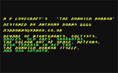 The Dunwich Horror - Screenshot - Game Title Image