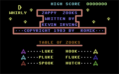 Zappy Zooks - Screenshot - Game Title Image