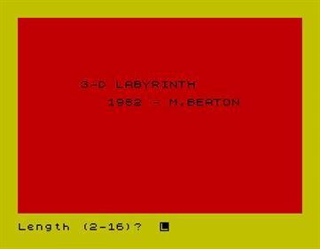 3-D Labyrinth - Screenshot - Game Title Image