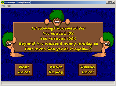 Lemmings for Windows - Screenshot - Game Over Image