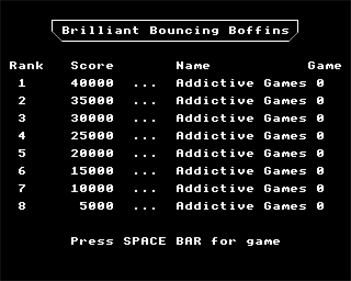 Boffin 2 - Screenshot - High Scores Image