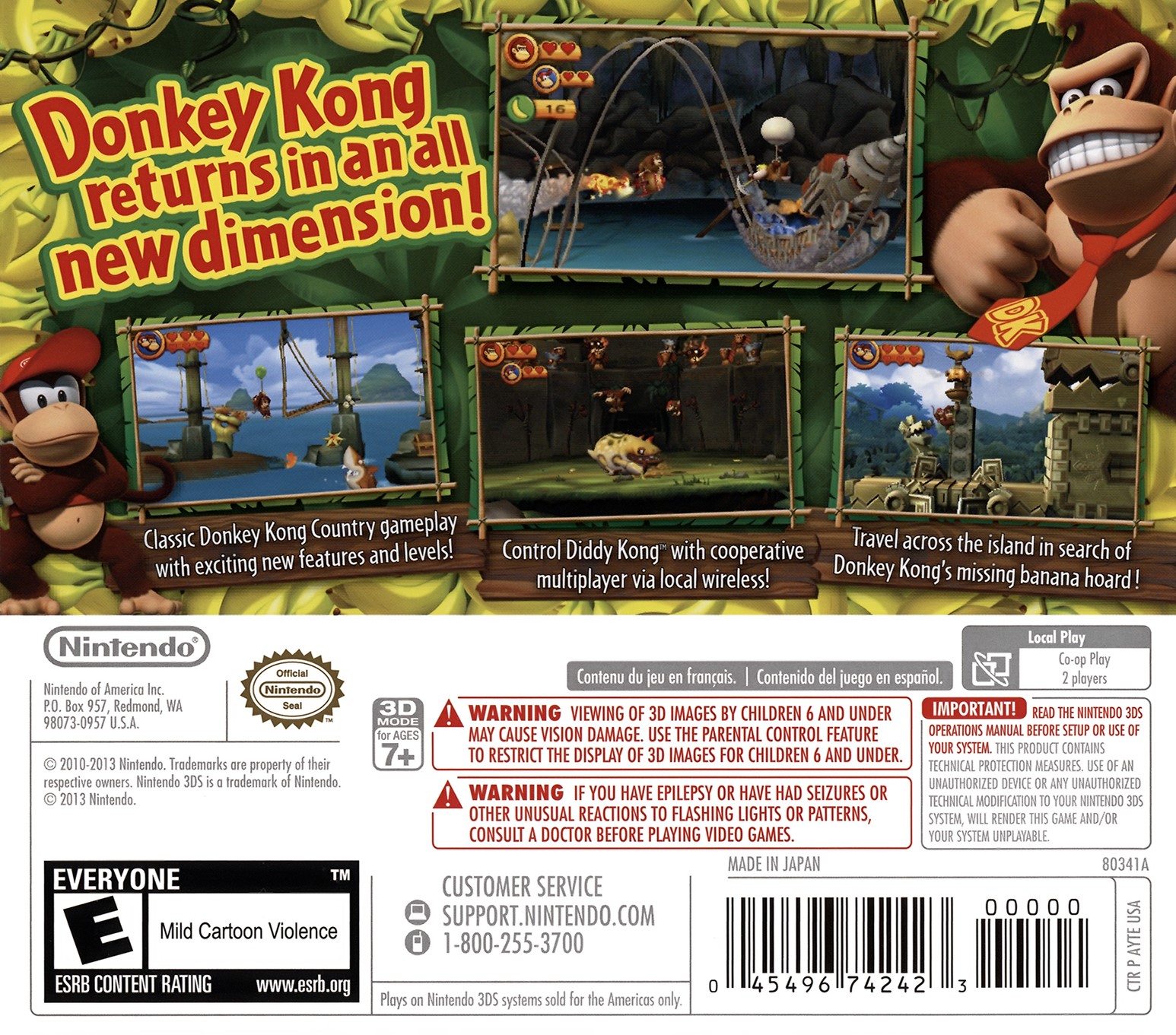 donkey kong country returns 3d box art