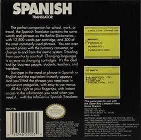 Berlitz Spanish Translator - Box - Back Image
