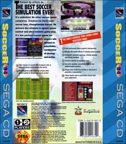 Championship Soccer '94 - Box - Back - Reconstructed Image