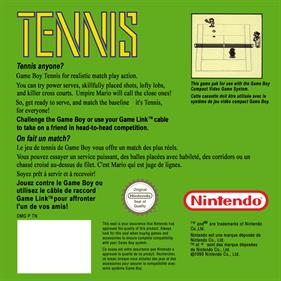 Tennis - Box - Back Image