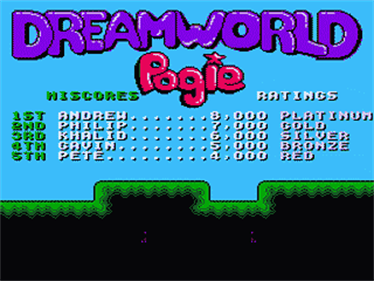 Dreamworld Pogie - Screenshot - High Scores Image