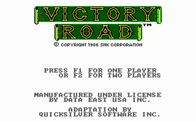 Ikari Warriors Part II: Victory Road - Screenshot - Game Title Image