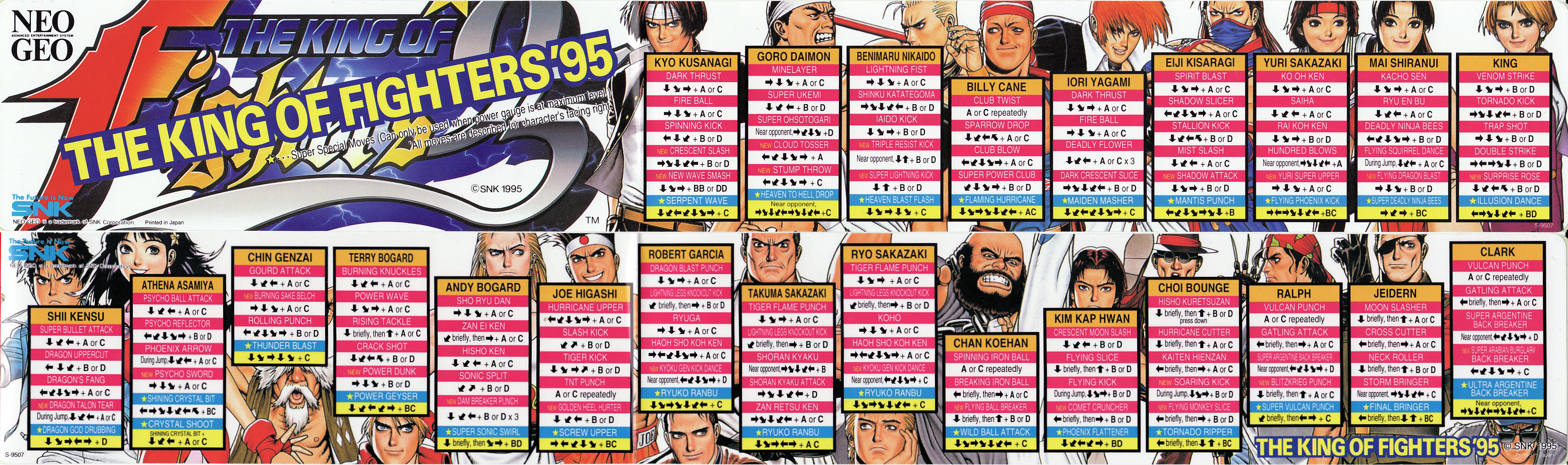 the king of fighter 97 arcade moves list