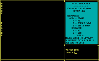 IBM PC Blackjack - Screenshot - Gameplay Image