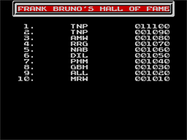 Frank Bruno's Boxing - Screenshot - High Scores Image